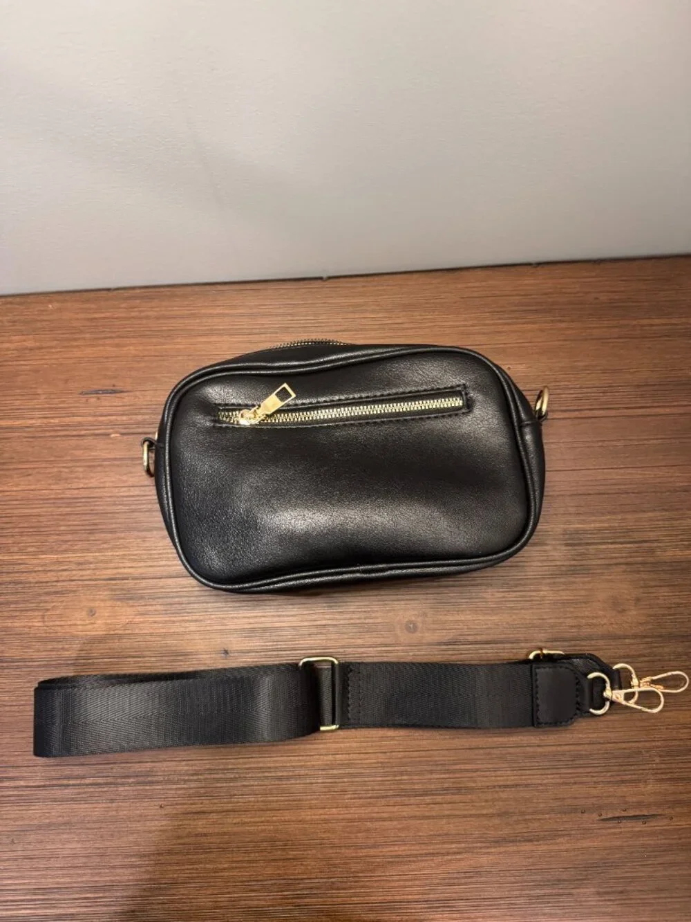 Modern + Chic Black Vegan Leather Frankie Crossbody Bag - NWOT